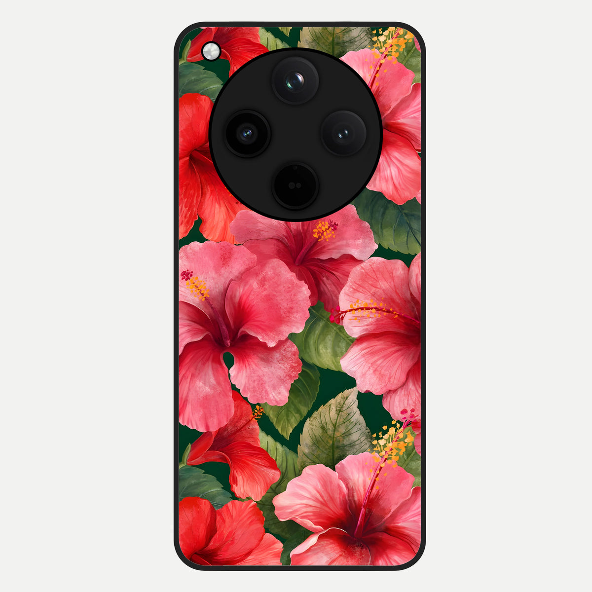  Hibiscus Pattern Glass Case For Oppo Find X8 Pro back cover – full design glossy printed glass finish