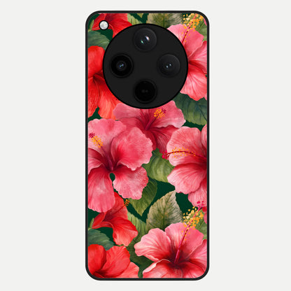  Hibiscus Pattern Glass Case For Oppo Find X8 Pro back cover – full design glossy printed glass finish
