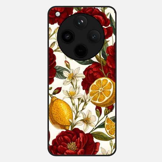  Lemon Rose Charm Glass Case For Oppo Find X8 Pro back cover – full design glossy printed glass finish