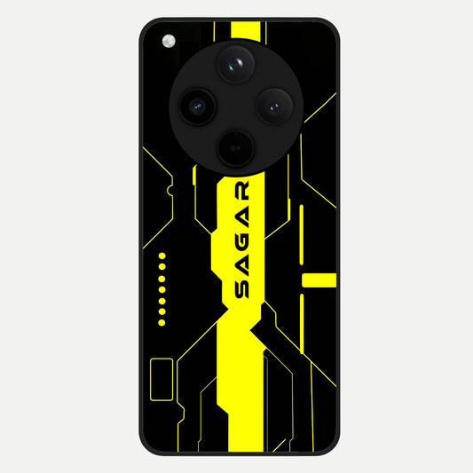  Neon CYBERPUNK Custom Name Glass Case For Oppo Find X8 Pro back cover – full design glossy printed glass finish