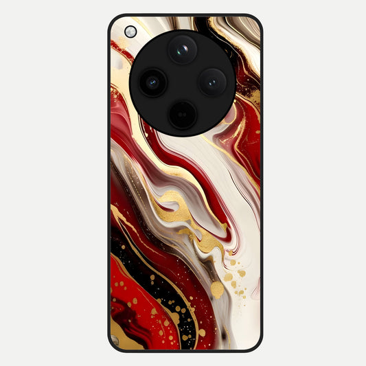  Red And White Marble Glass Case For Oppo Find X8 Pro back cover – full design glossy printed glass finish