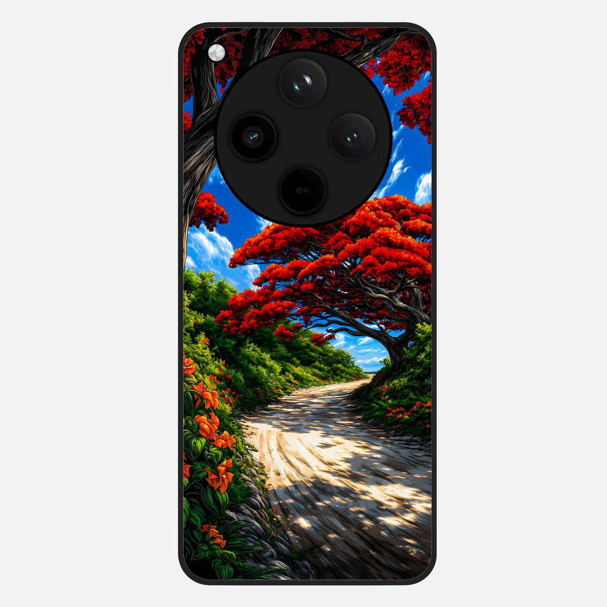  Red Trees Pathway Glass Case For Oppo Find X8 Pro back cover – full design glossy printed glass finish