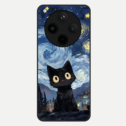  Van Gogh Cat Glass Case For Oppo Find X8 Pro back cover – full design glossy printed glass finish
