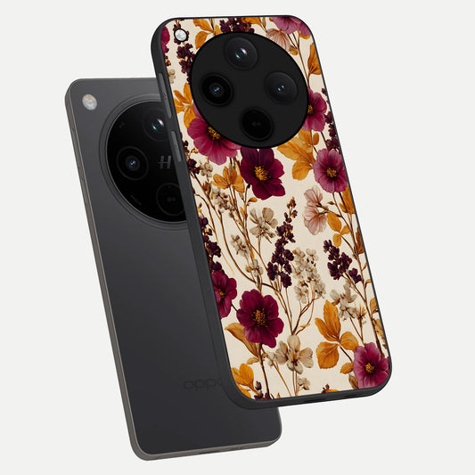  Autumn Wine Bloom phone case For Oppo Find X8 Pro showing premium glass back cover with detailed artwork