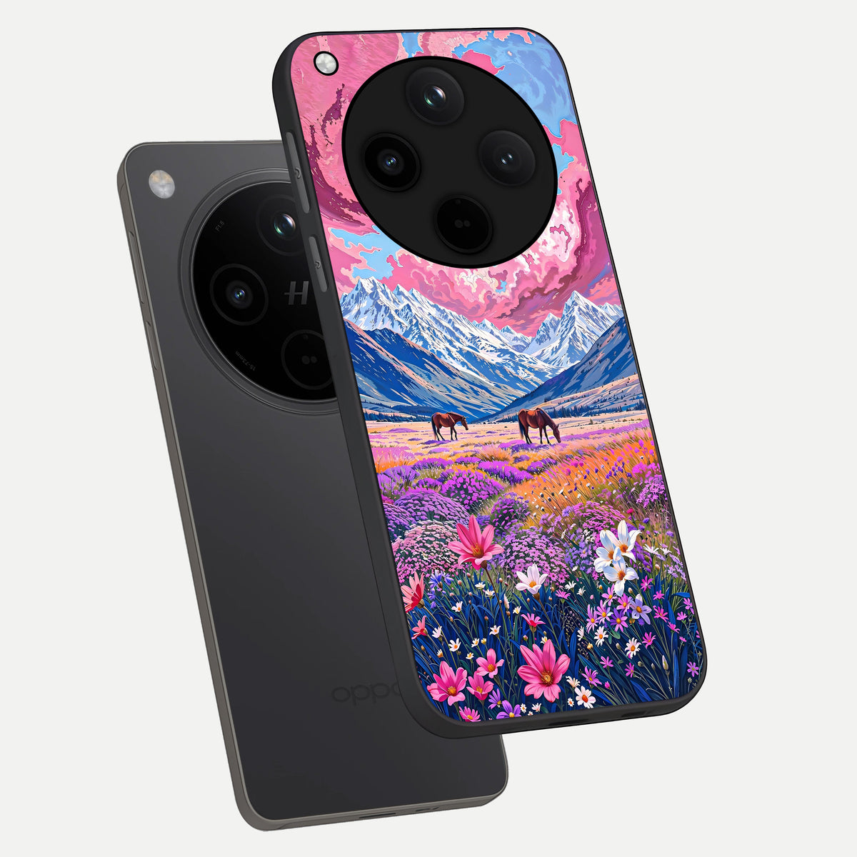  Blossom Valley Dream phone case For Oppo Find X8 Pro showing premium glass back cover with detailed artwork