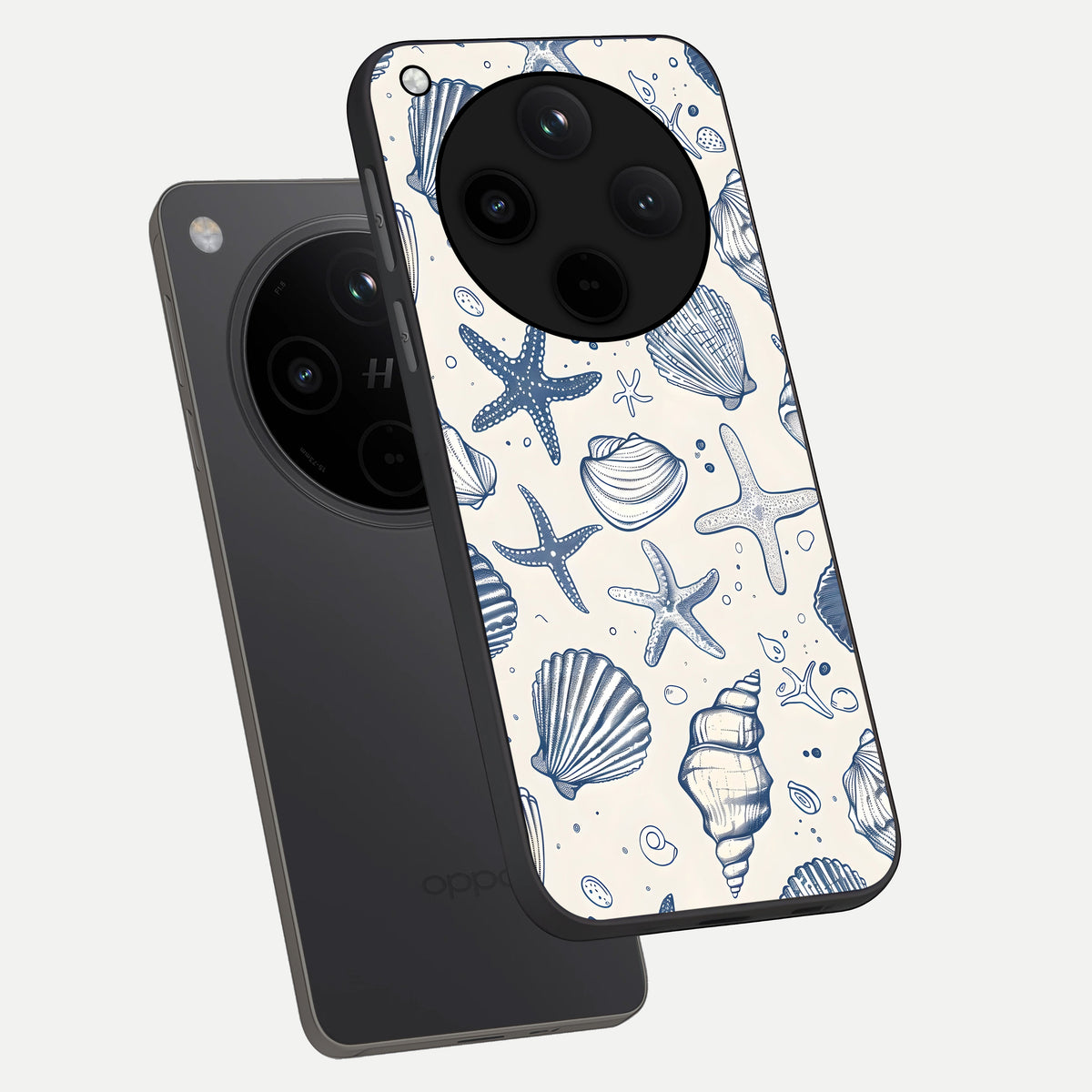  Blue Ocean Outline phone case For Oppo Find X8 Pro showing premium glass back cover with detailed artwork