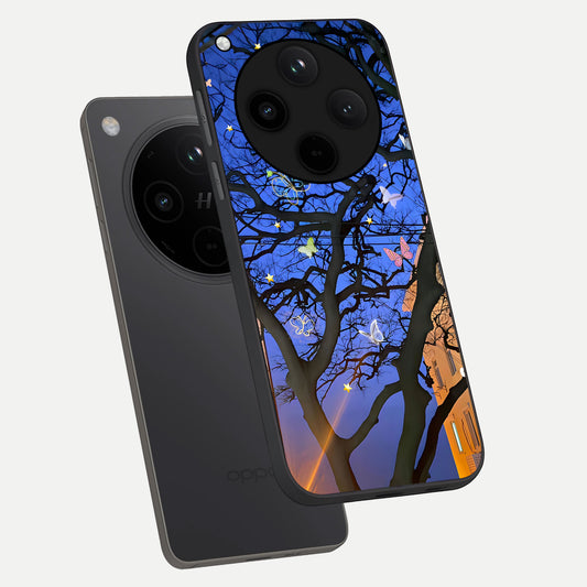  Butterfly Night Magic phone case For Oppo Find X8 Pro showing premium glass back cover with detailed artwork