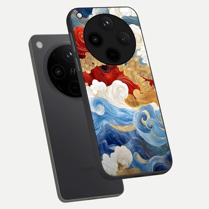  Colored Waves phone case For Oppo Find X8 Pro showing premium glass back cover with detailed artwork
