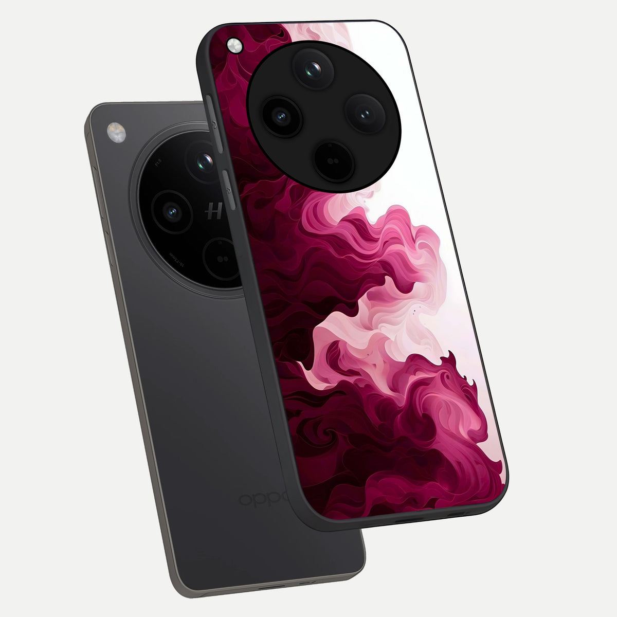 Crimson Wave Flow phone case For Oppo Find X8 Pro showing premium glass back cover with detailed artwork