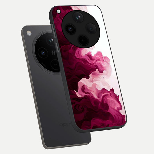  Crimson Wave Flow phone case For Oppo Find X8 Pro showing premium glass back cover with detailed artwork