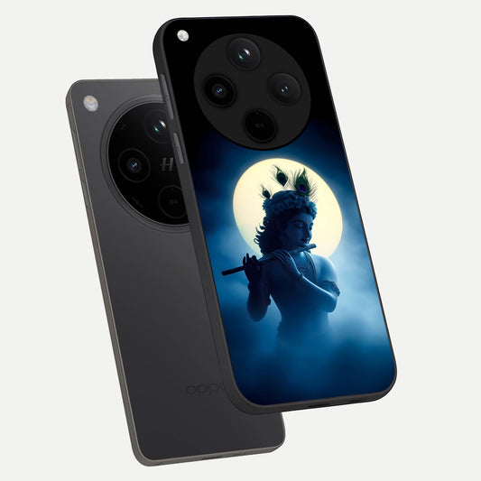  Divine Moon Flute phone case For Oppo Find X8 Pro showing premium glass back cover with detailed artwork