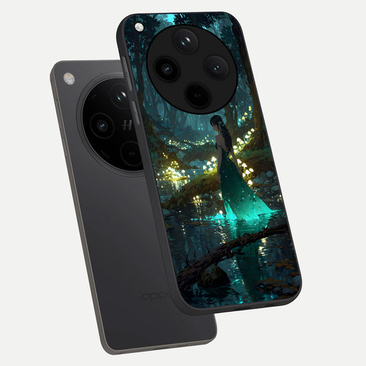  Enchanted Forest Glow phone case For Oppo Find X8 Pro showing premium glass back cover with detailed artwork
