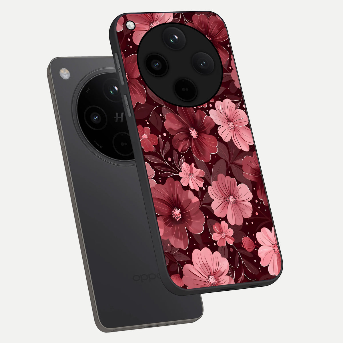  Flower Blush Bloom phone case For Oppo Find X8 Pro showing premium glass back cover with detailed artwork