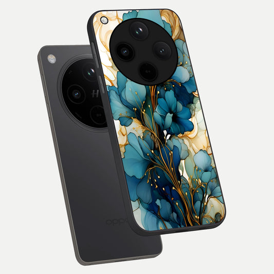  Golden Bloom Symphony phone case For Oppo Find X8 Pro showing premium glass back cover with detailed artwork