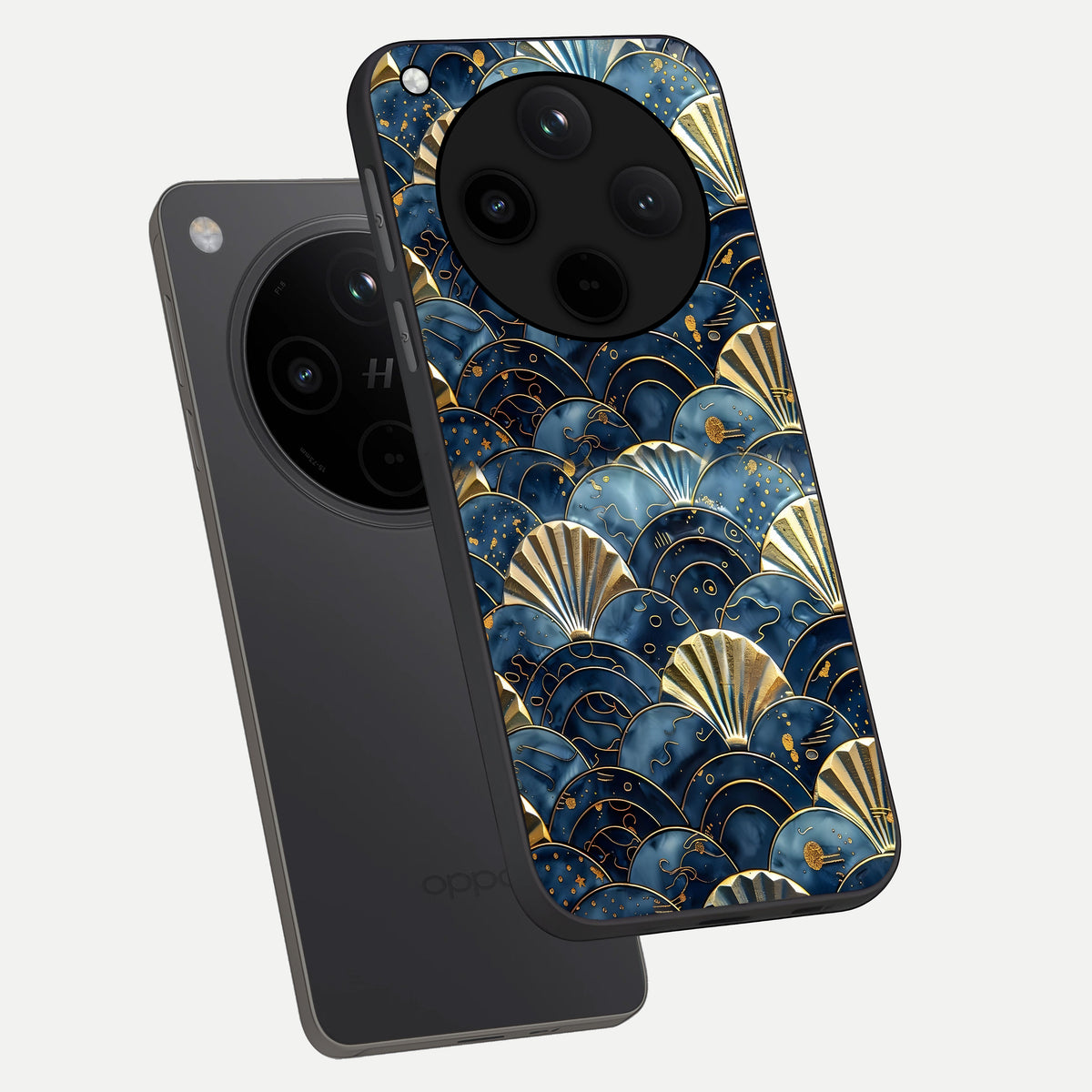  Golden Wave Luxe phone case For Oppo Find X8 Pro showing premium glass back cover with detailed artwork