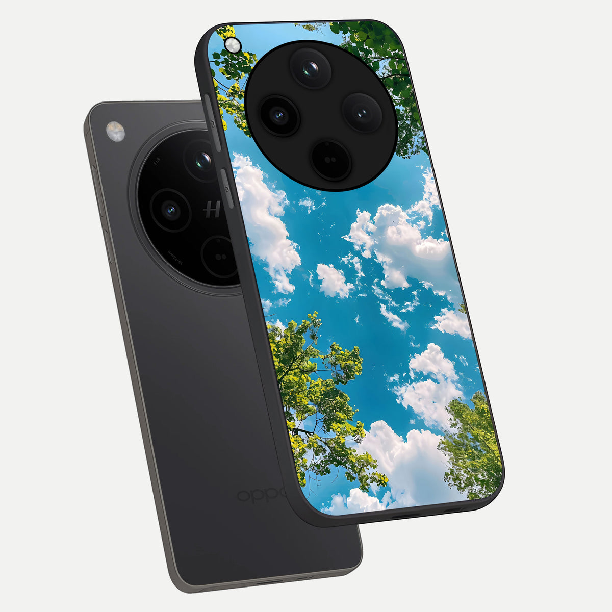  Green Moon Energy phone case For Oppo Find X8 Pro showing premium glass back cover with detailed artwork