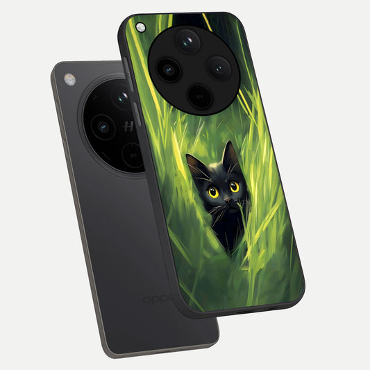  Hidden Cat Whisper phone case For Oppo Find X8 Pro showing premium glass back cover with detailed artwork