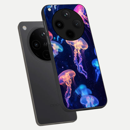  Jellyfish Pattern phone case For Oppo Find X8 Pro showing premium glass back cover with detailed artwork