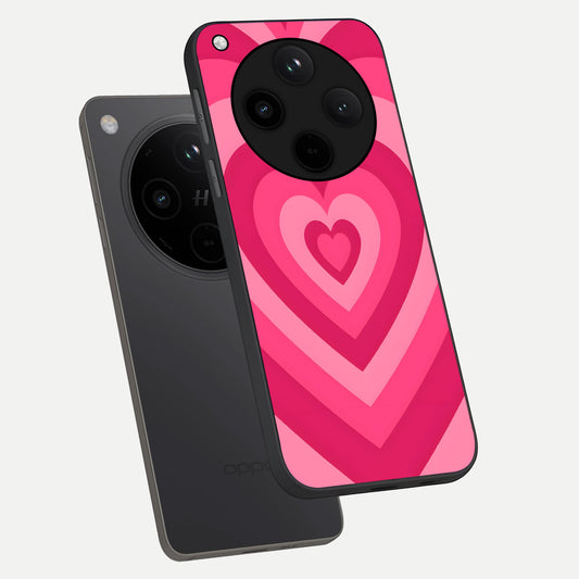  Layered Love Hearts phone case For Oppo Find X8 Pro showing premium glass back cover with detailed artwork