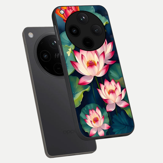  Lotus Dream Serenity phone case For Oppo Find X8 Pro showing premium glass back cover with detailed artwork