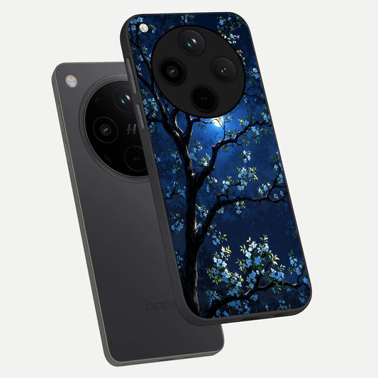  Mystic Floral Night phone case For Oppo Find X8 Pro showing premium glass back cover with detailed artwork