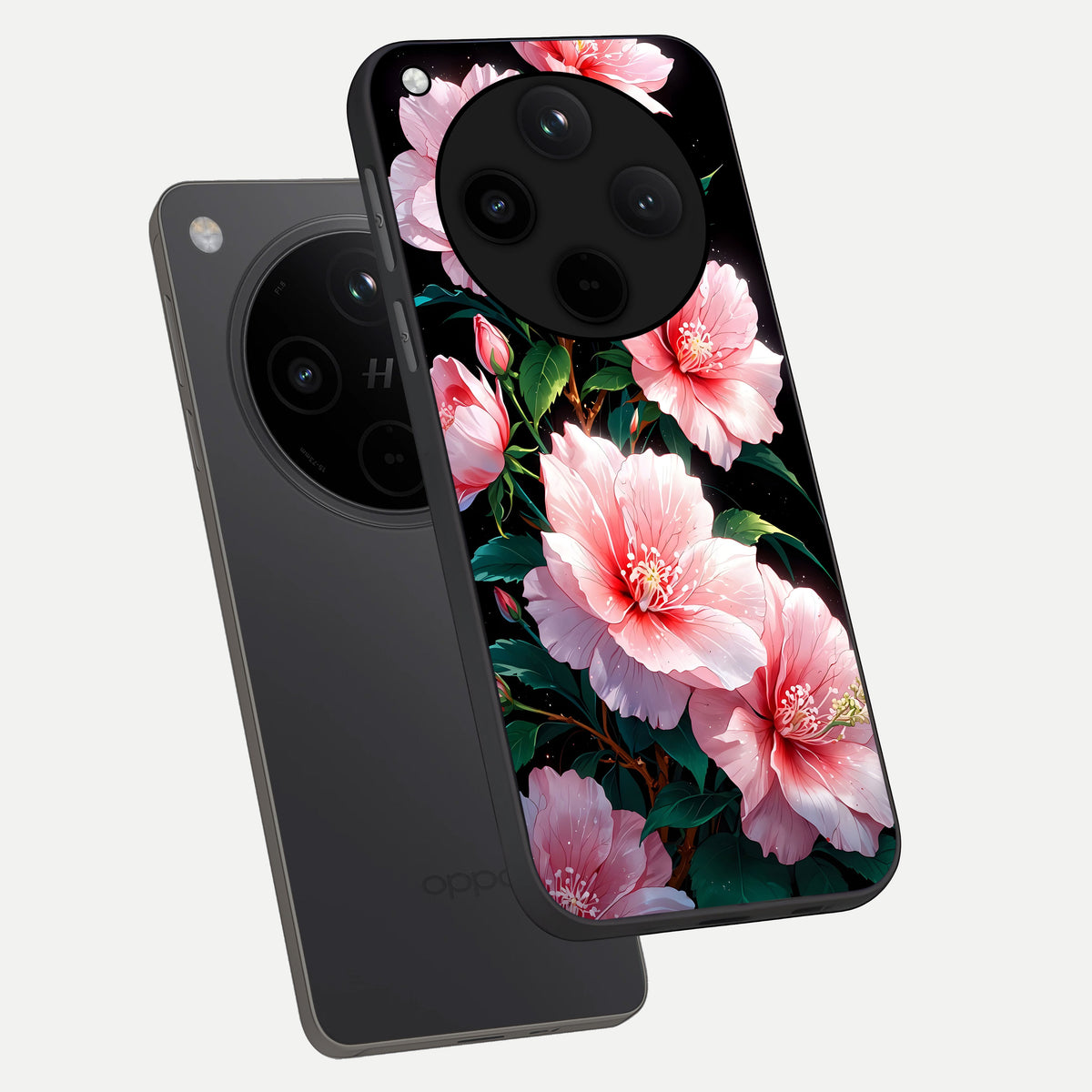  Peach Flower phone case For Oppo Find X8 Pro showing premium glass back cover with detailed artwork