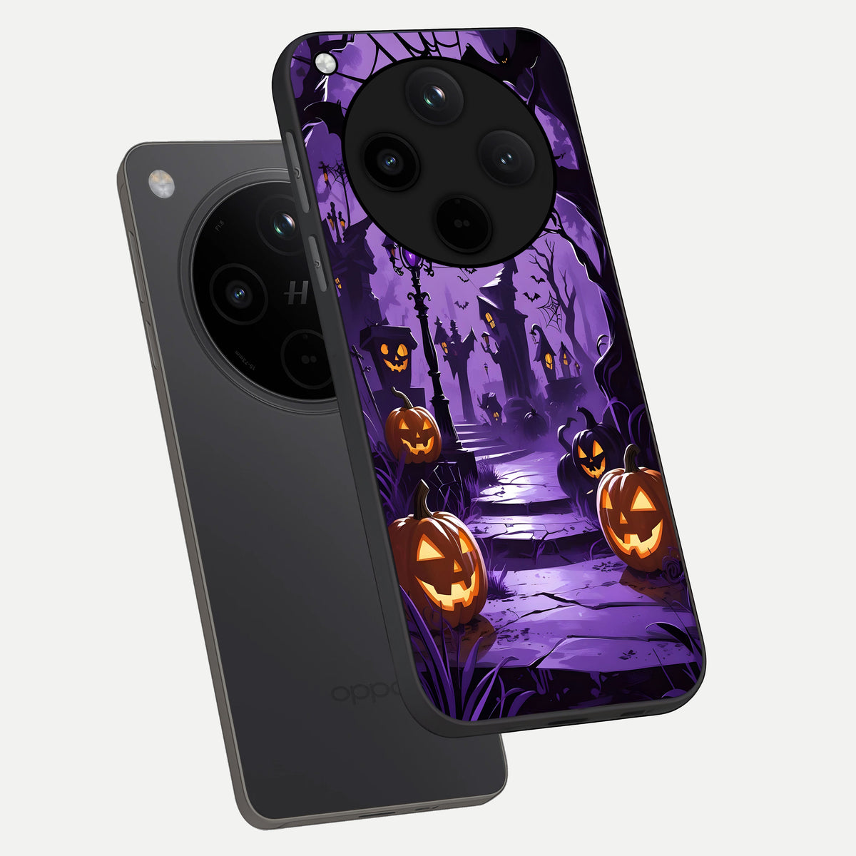  Pumpkin Patch Halloween phone case For Oppo Find X8 Pro showing premium glass back cover with detailed artwork
