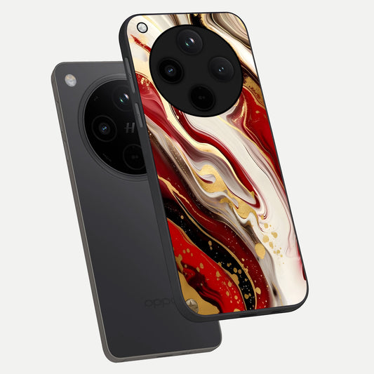  Red And White Marble phone case For Oppo Find X8 Pro showing premium glass back cover with detailed artwork