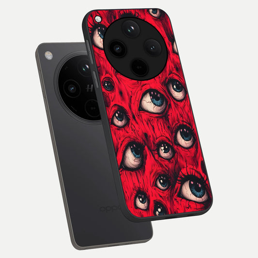  Red Eyes Pattern phone case For Oppo Find X8 Pro showing premium glass back cover with detailed artwork