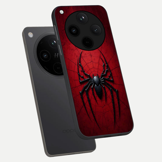  Superhero Web Emblem phone case For Oppo Find X8 Pro showing premium glass back cover with detailed artwork