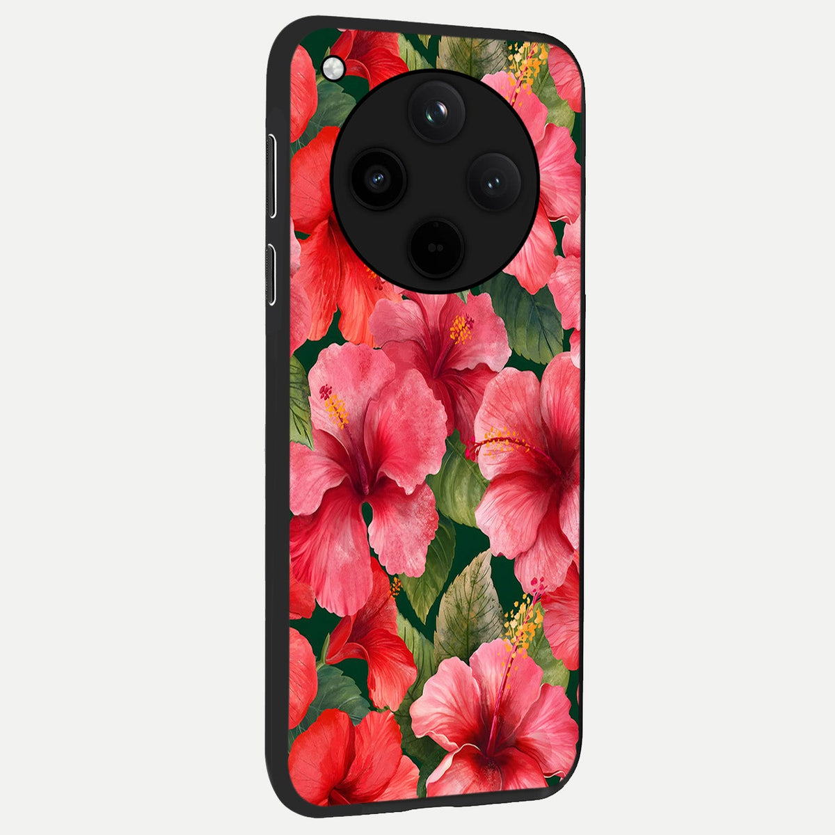  Hibiscus Pattern back cover For Oppo Find X8 Pro slim fit glass case with vibrant aesthetic design