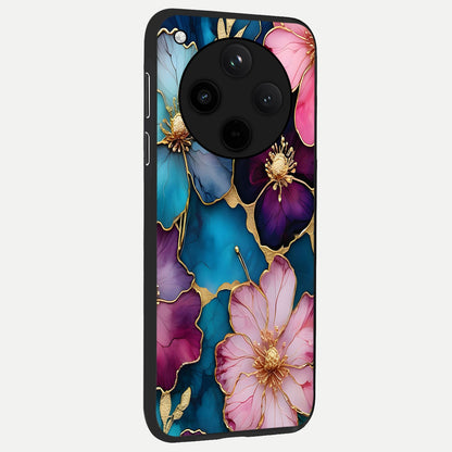  Sparkle Floral back cover For Oppo Find X8 Pro slim fit glass case with vibrant aesthetic design