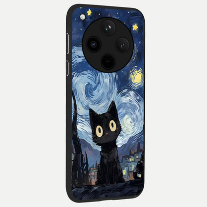  Van Gogh Cat back cover For Oppo Find X8 Pro slim fit glass case with vibrant aesthetic design