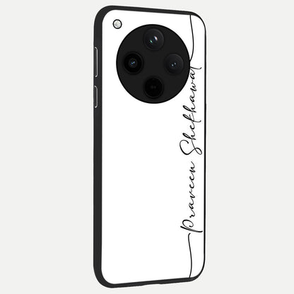  White Tune Custom Name back cover For Oppo Find X8 Pro slim fit personalized glass case with aesthetic design