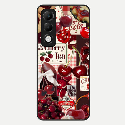  Aesthetic Cherry Tea Glass Case For Oppo K13x 5G back cover – full design glossy printed glass finish