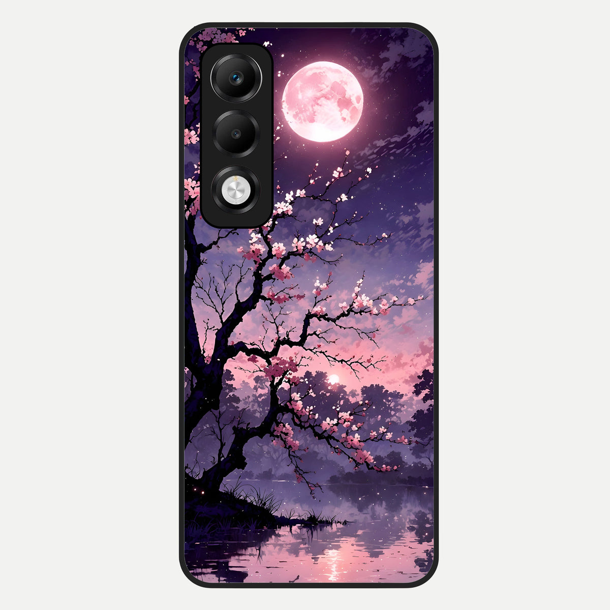  Blossom Pink Moon Glass Case For Oppo K13x 5G back cover – full design glossy printed glass finish