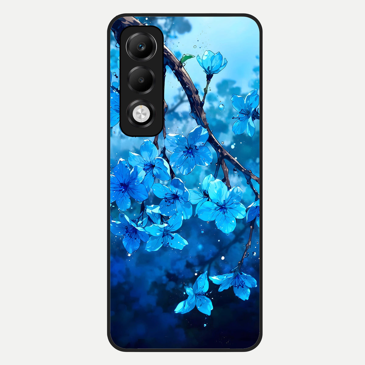  Blue Blossoms Branch Glass Case For Oppo K13x 5G back cover – full design glossy printed glass finish