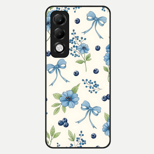  Blue Flower And Bow Glass Case For Oppo K13x 5G back cover – full design glossy printed glass finish