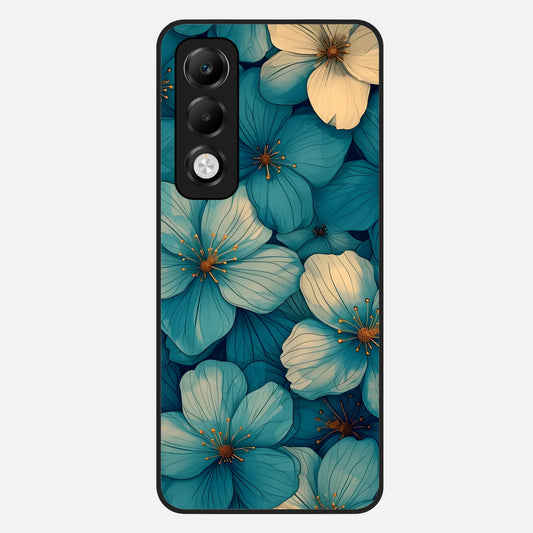  Blue Shade Floral Glass Case For Oppo K13x 5G back cover – full design glossy printed glass finish