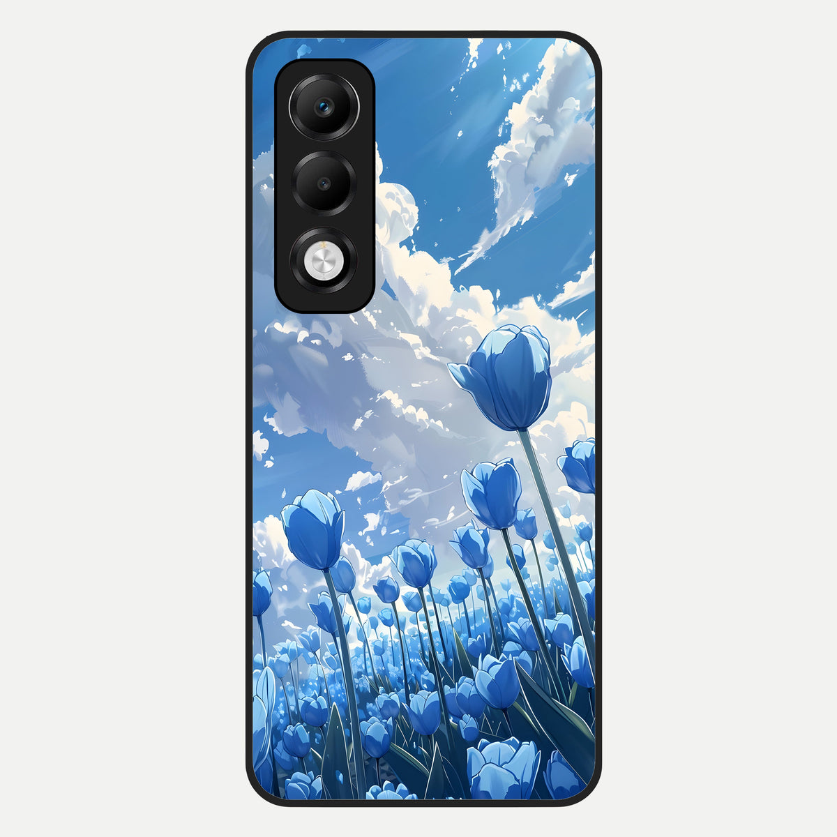  Blue Tulip Clouds Glass Case For Oppo K13x 5G back cover – full design glossy printed glass finish