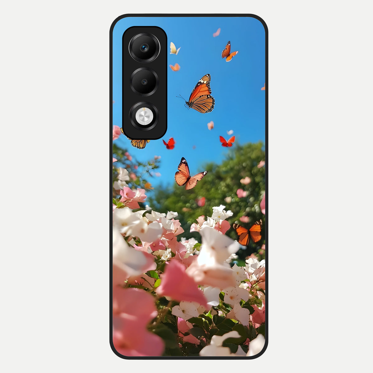  Butterflies In Bloom Sky Glass Case For Oppo K13x 5G back cover – full design glossy printed glass finish