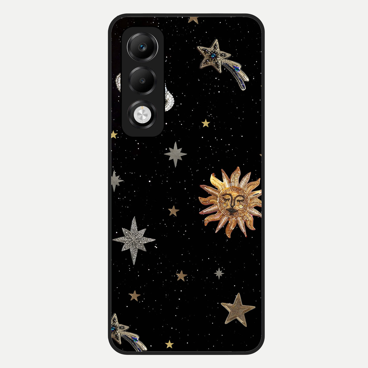  Celestial Moon With Stars Glass Case For Oppo K13x 5G back cover – full design glossy printed glass finish