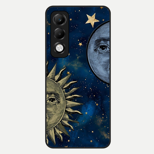  Celestial Moon With Sun Glass Case For Oppo K13x 5G back cover – full design glossy printed glass finish