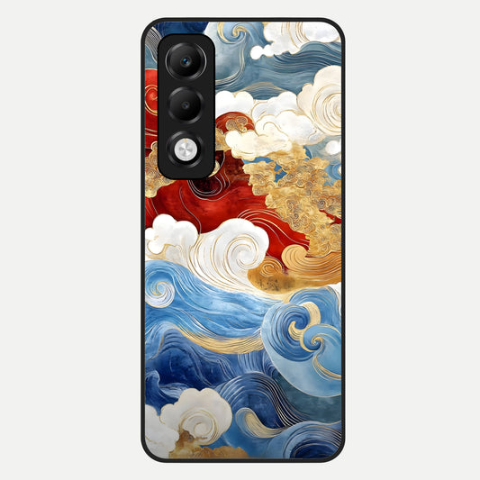  Colored Waves Glass Case For Oppo K13x 5G back cover – full design glossy printed glass finish