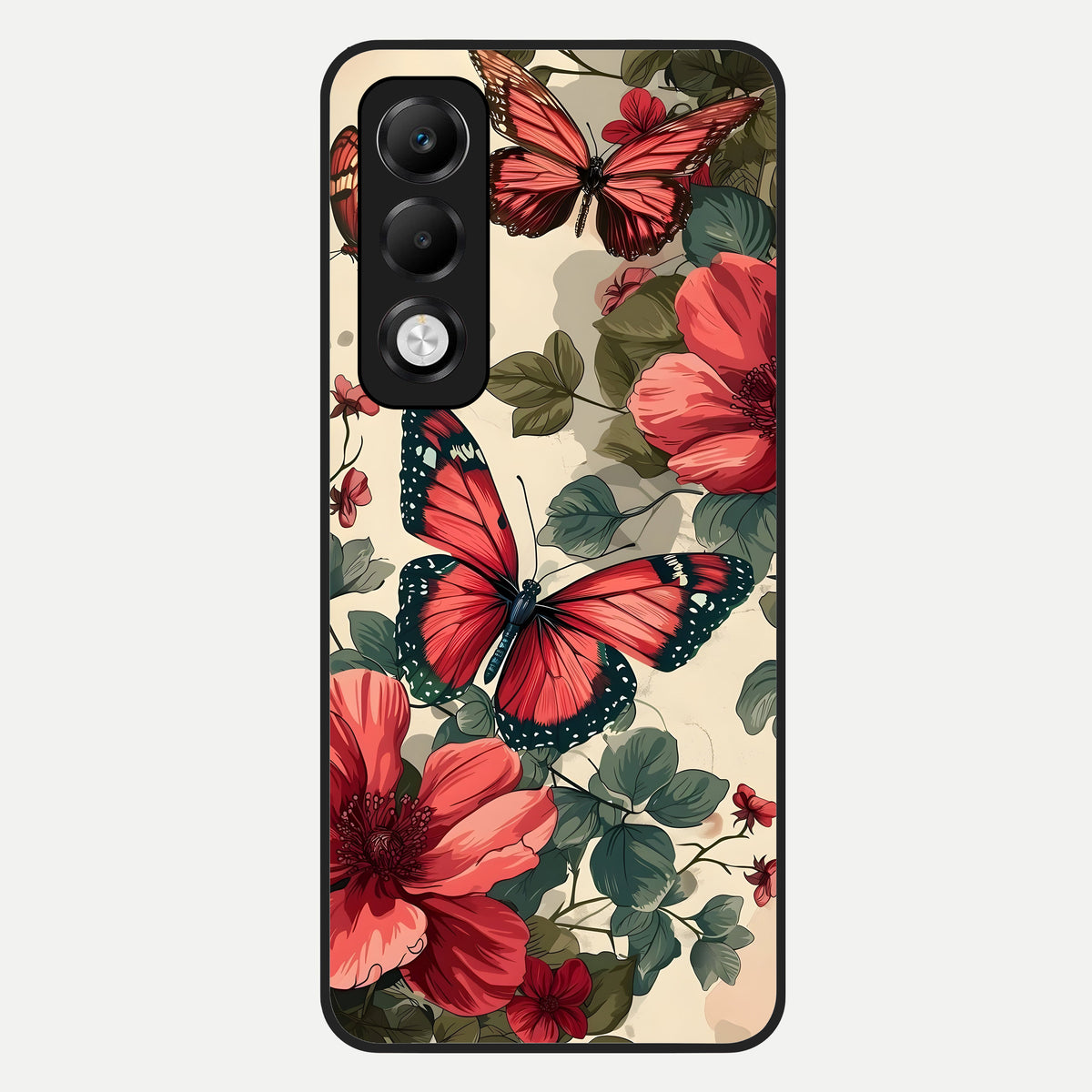  Crimson Butterfly Garden Glass Case For Oppo K13x 5G back cover – full design glossy printed glass finish
