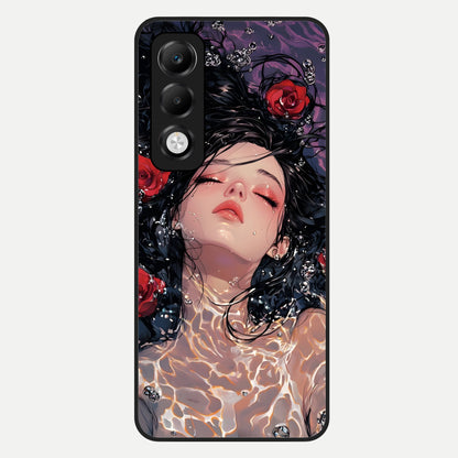  Crimson Rose Serenity Glass Case For Oppo K13x 5G back cover – full design glossy printed glass finish