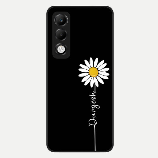  Custom Name White Flower Glass Case For Oppo K13x 5G back cover – full design glossy printed glass finish