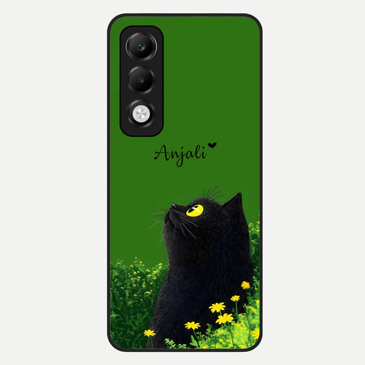 Emerald Cat Custom Name Glass Case For Oppo K13x 5G back cover – full design glossy printed glass finish