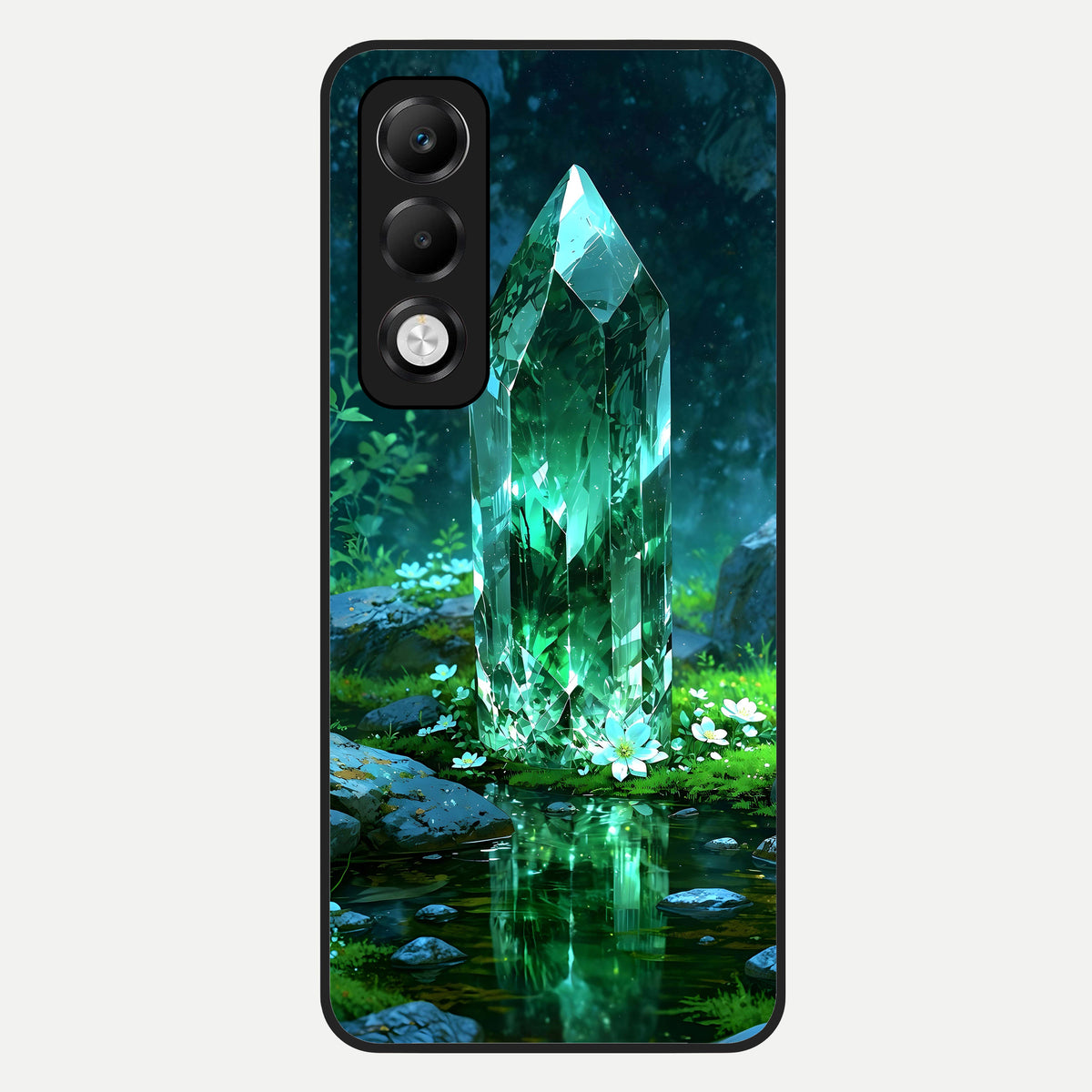  Emerald Light Crystal Glass Case For Oppo K13x 5G back cover – full design glossy printed glass finish