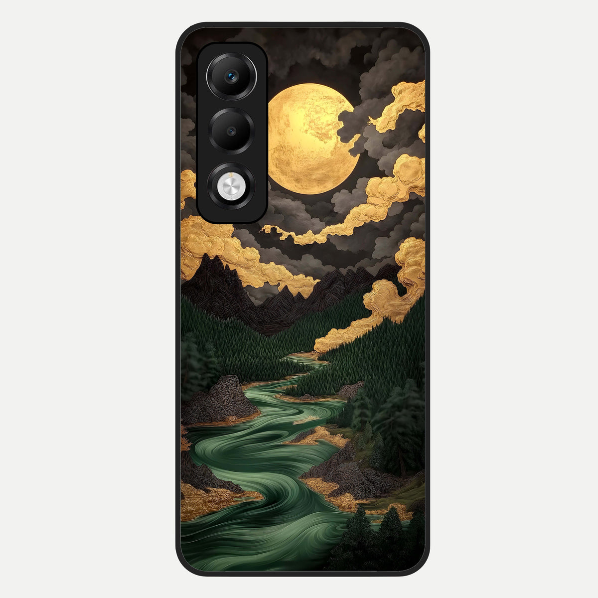  Golden River Moon Glass Case For Oppo K13x 5G back cover – full design glossy printed glass finish